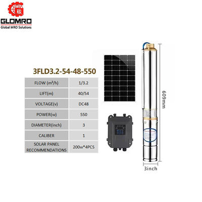 Solar Agricultural Water Pumping System DC96 4 Inch 1500w OEM 304 Stainless Steel