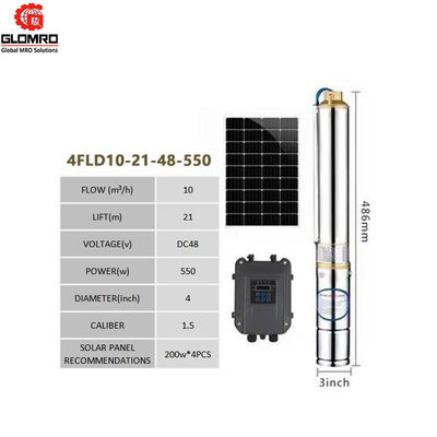 Solar Agricultural Water Pumping System DC96 4 Inch 1500w OEM 304 Stainless Steel